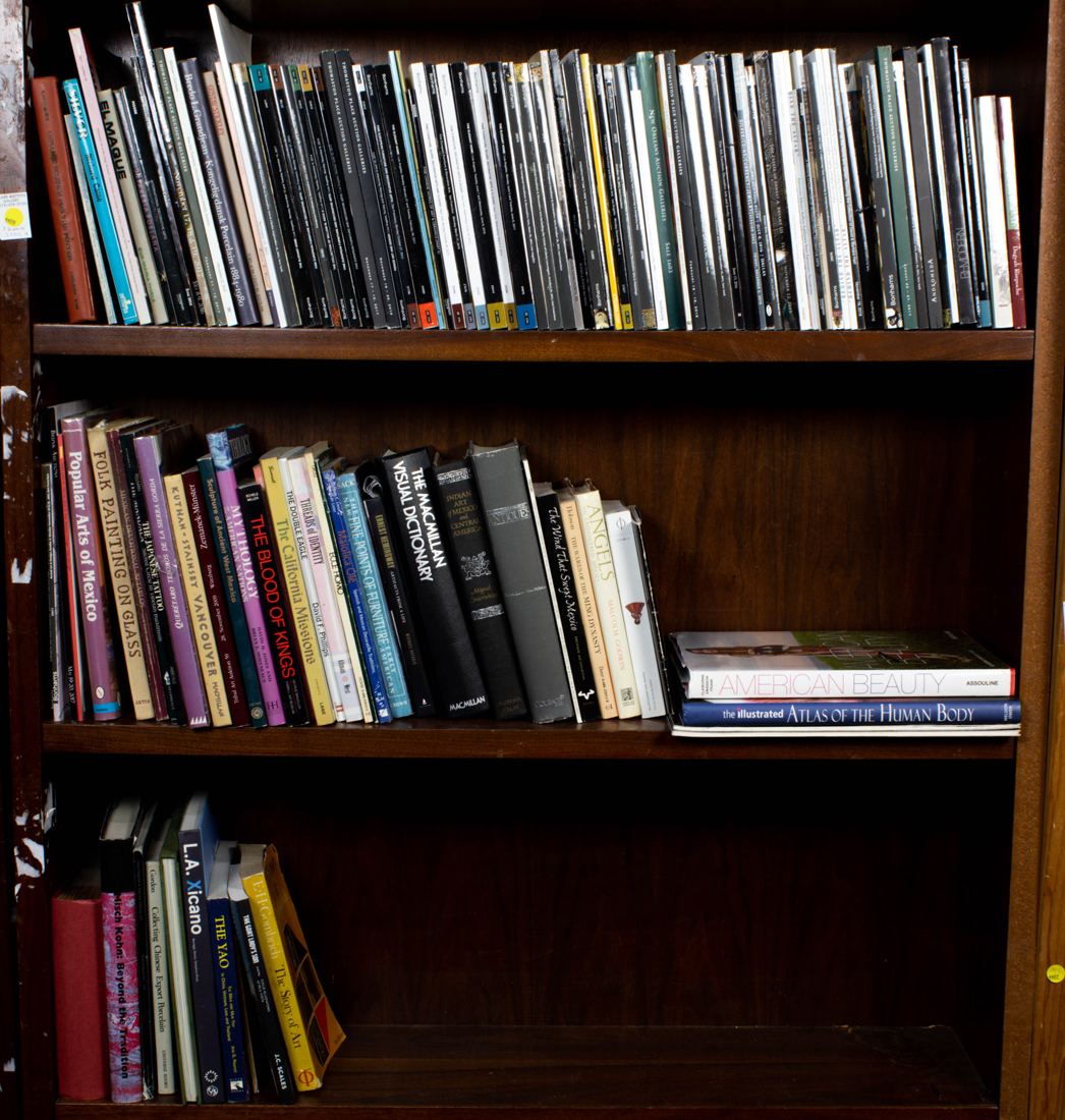 THREE SHELVES OF BOOKS Three shelves