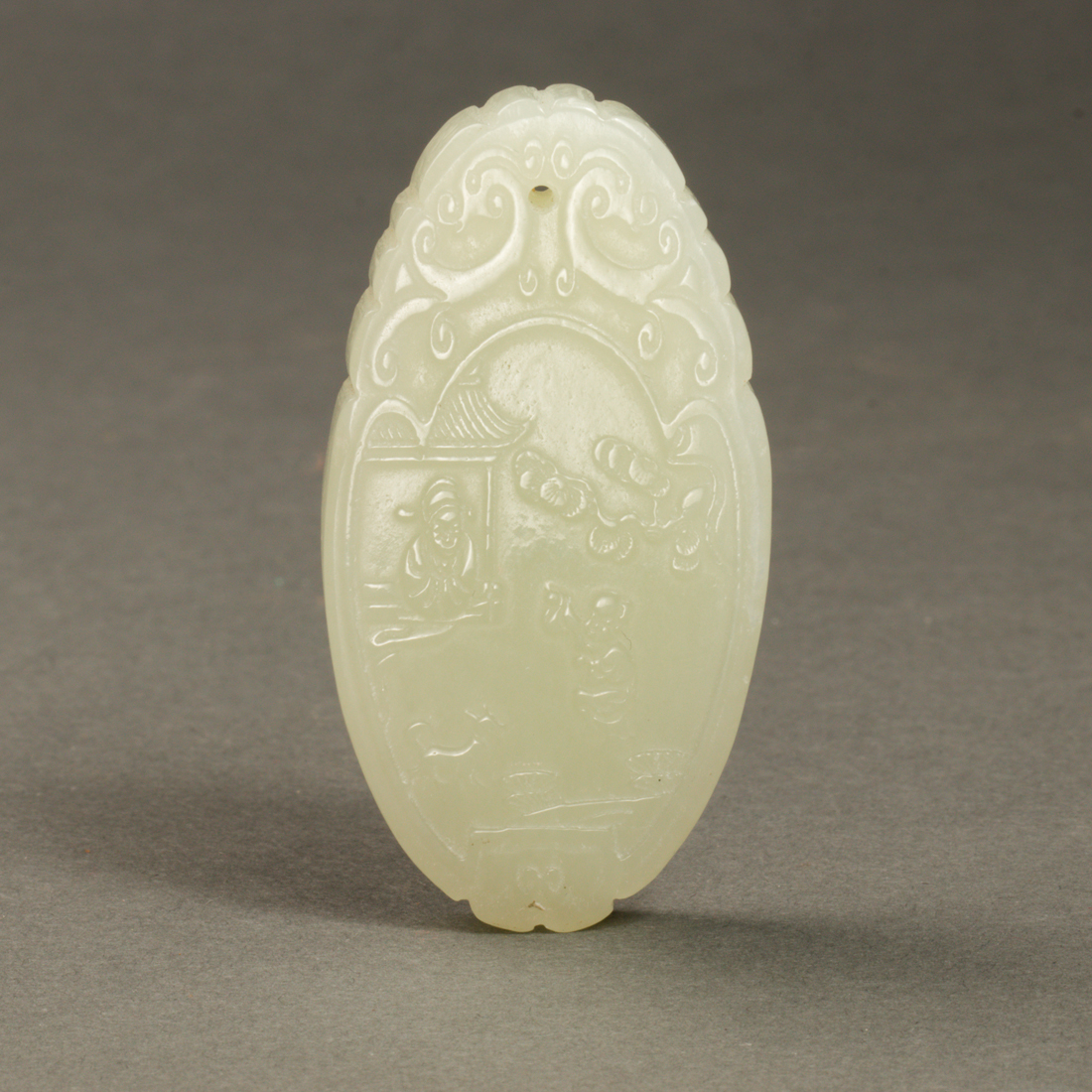 CHINESE WHITE JADE OVAL PENDANT 2d2d92