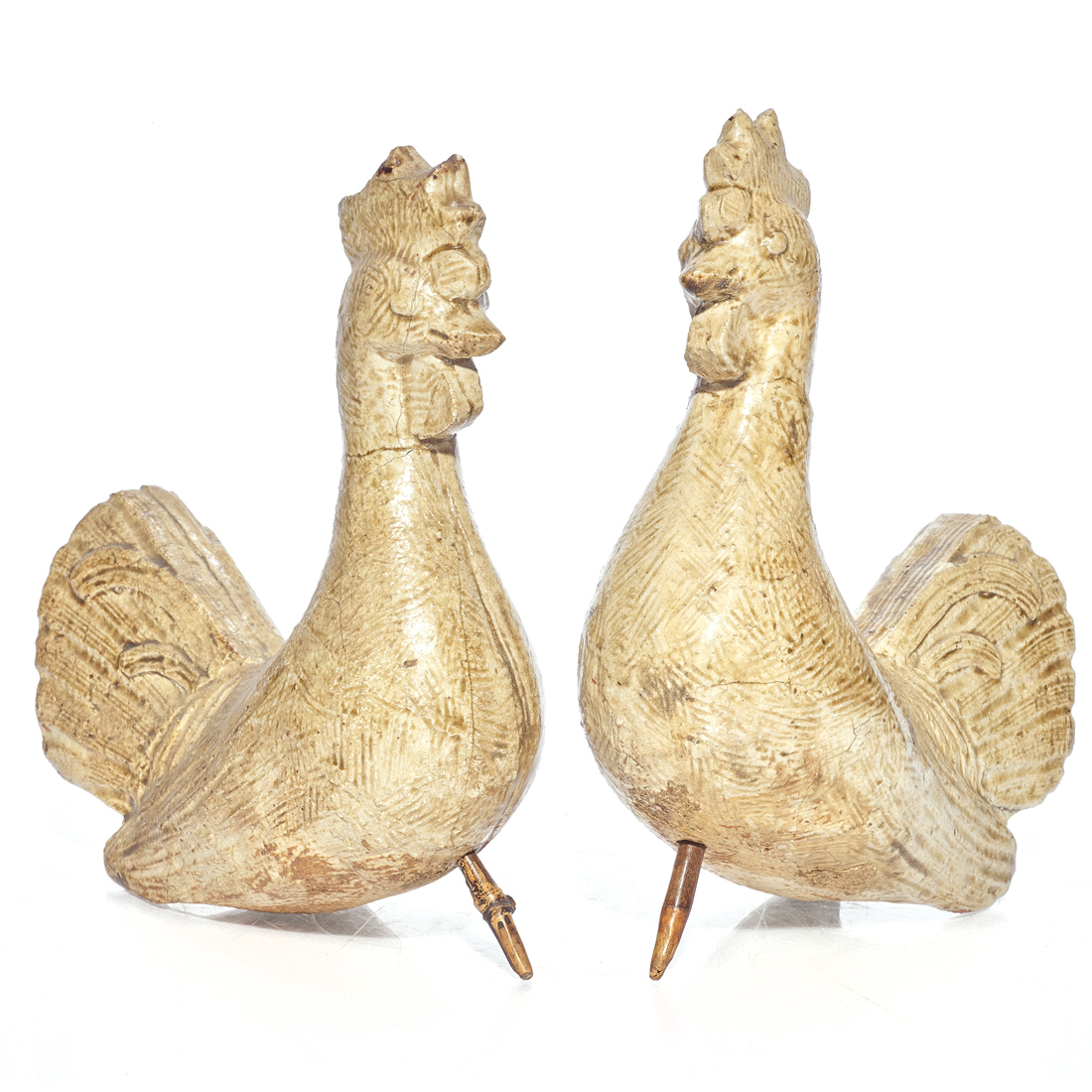 PAIR OF CHINESE GREEN GLAZED ROOSTER 2d2de7