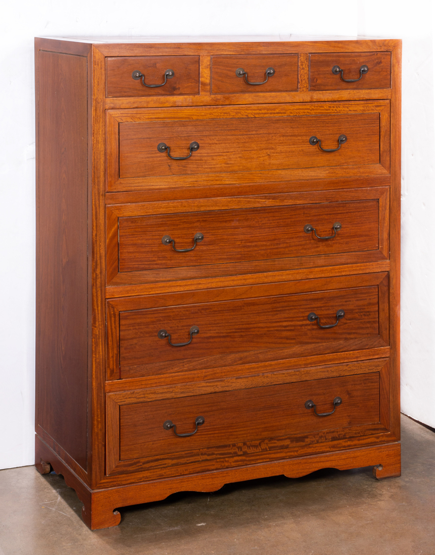 CHINESE HARDWOOD CHEST OF DRAWERS