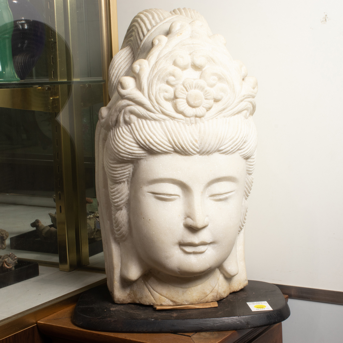 CHINESE WHITE MARBLE HEAD OF BUDDHA