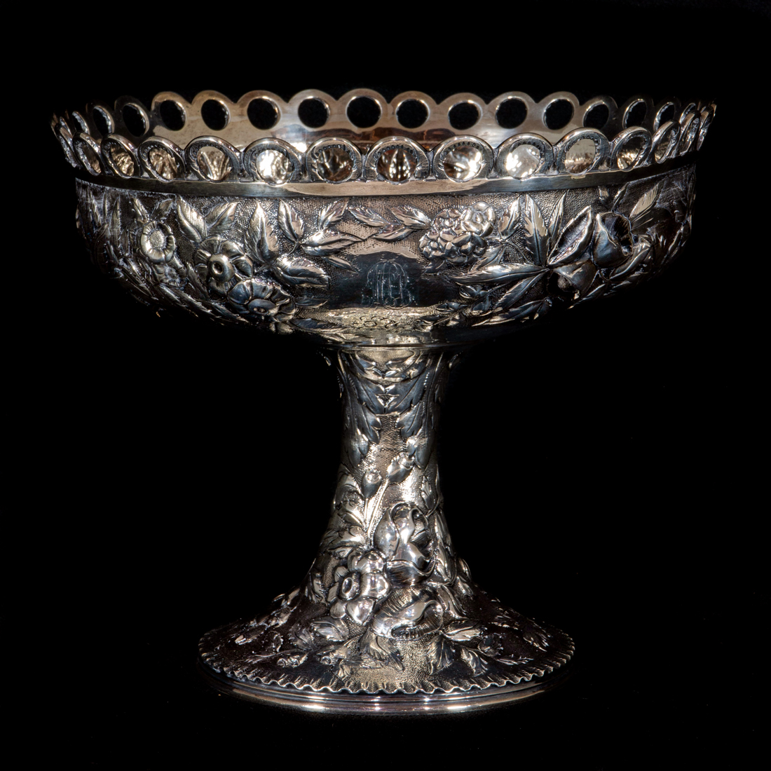 A KIRK AND SON COIN SILVER COMPOTE A