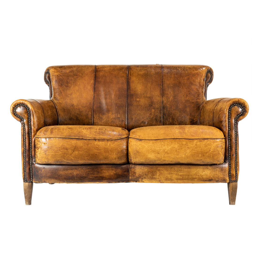 AN ART DECO LEATHER TWO SEAT SOFA 2d30b3