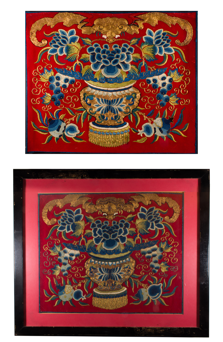PAIR OF CHINESE EMBROIDERED PANELS 2d3110
