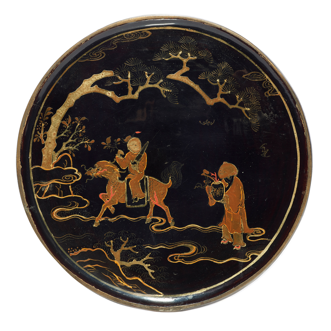 CHINESE GILT LACQUERED BRONZE MIRROR 2d312d