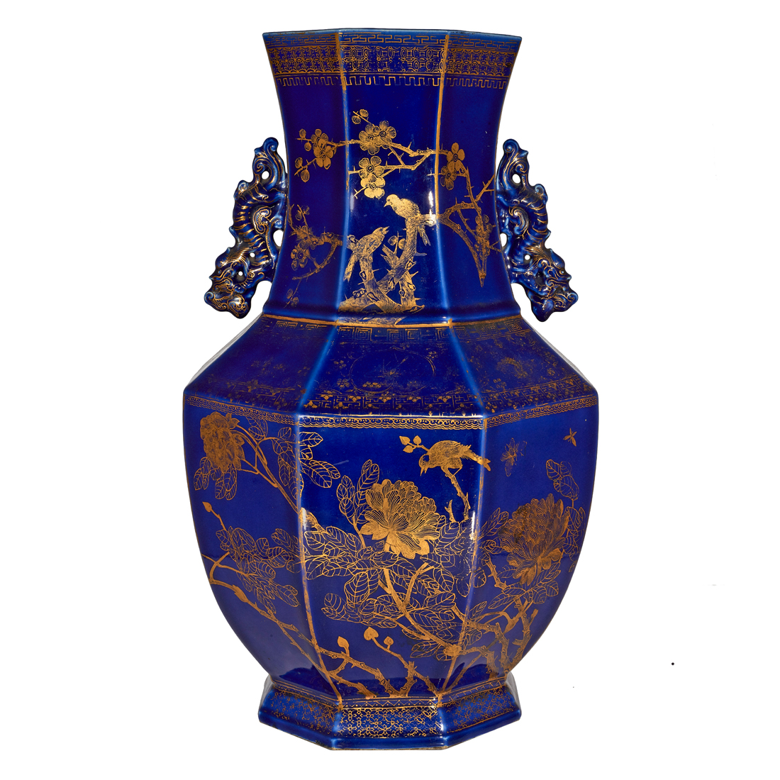 CHINESE COBALT BLUE GROUND OCTAGONAL