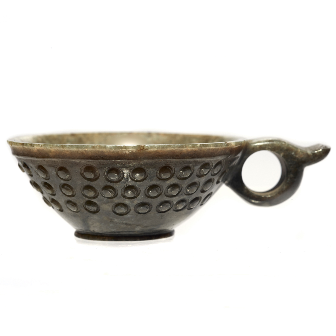 CHINESE MOTTLED JADE LIBATION CUP 2d3165