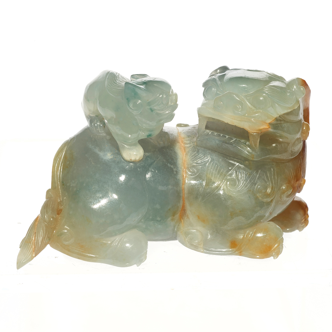 CHINESE RUSSET JADEITE LION GROUP 2d316e