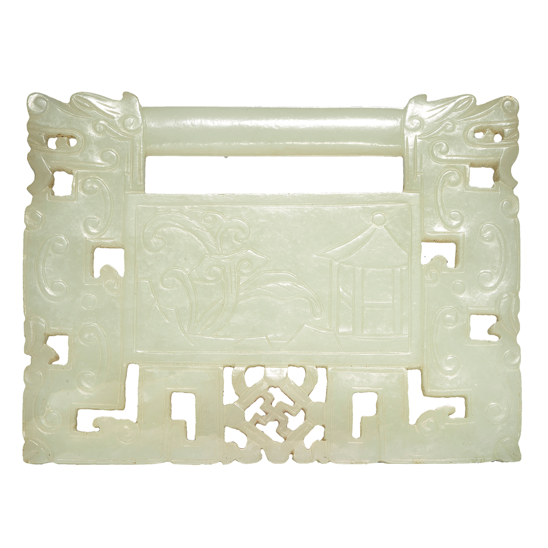 CHINESE WHITE JADE 'LOCK' PENDANT