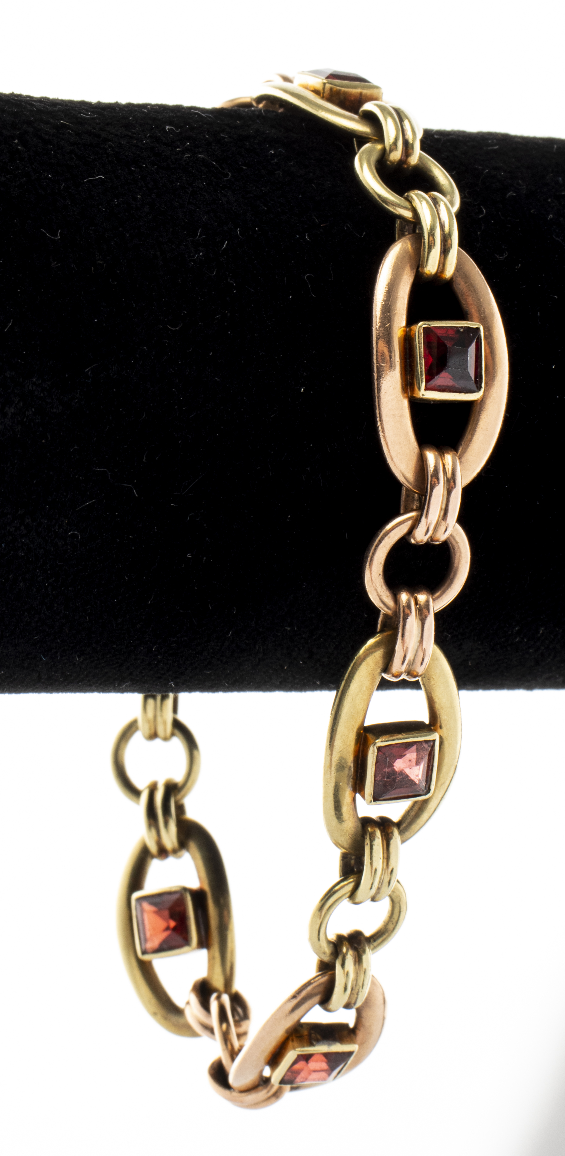 14K YELLOW ROSE GOLD GARNET LINK 2d3616