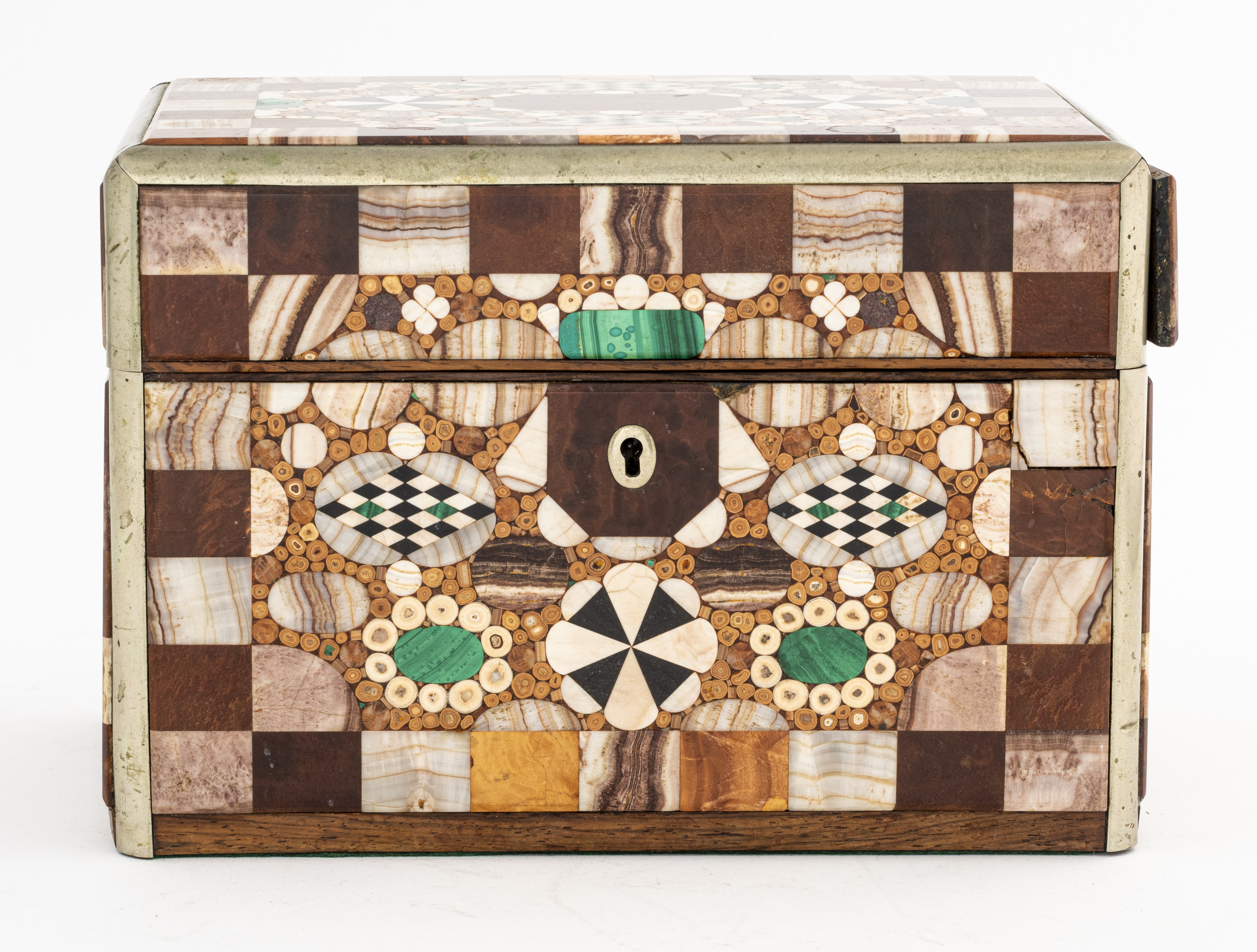 PIETRA DURA MARBLE SPECIMEN CASKET 2d3768