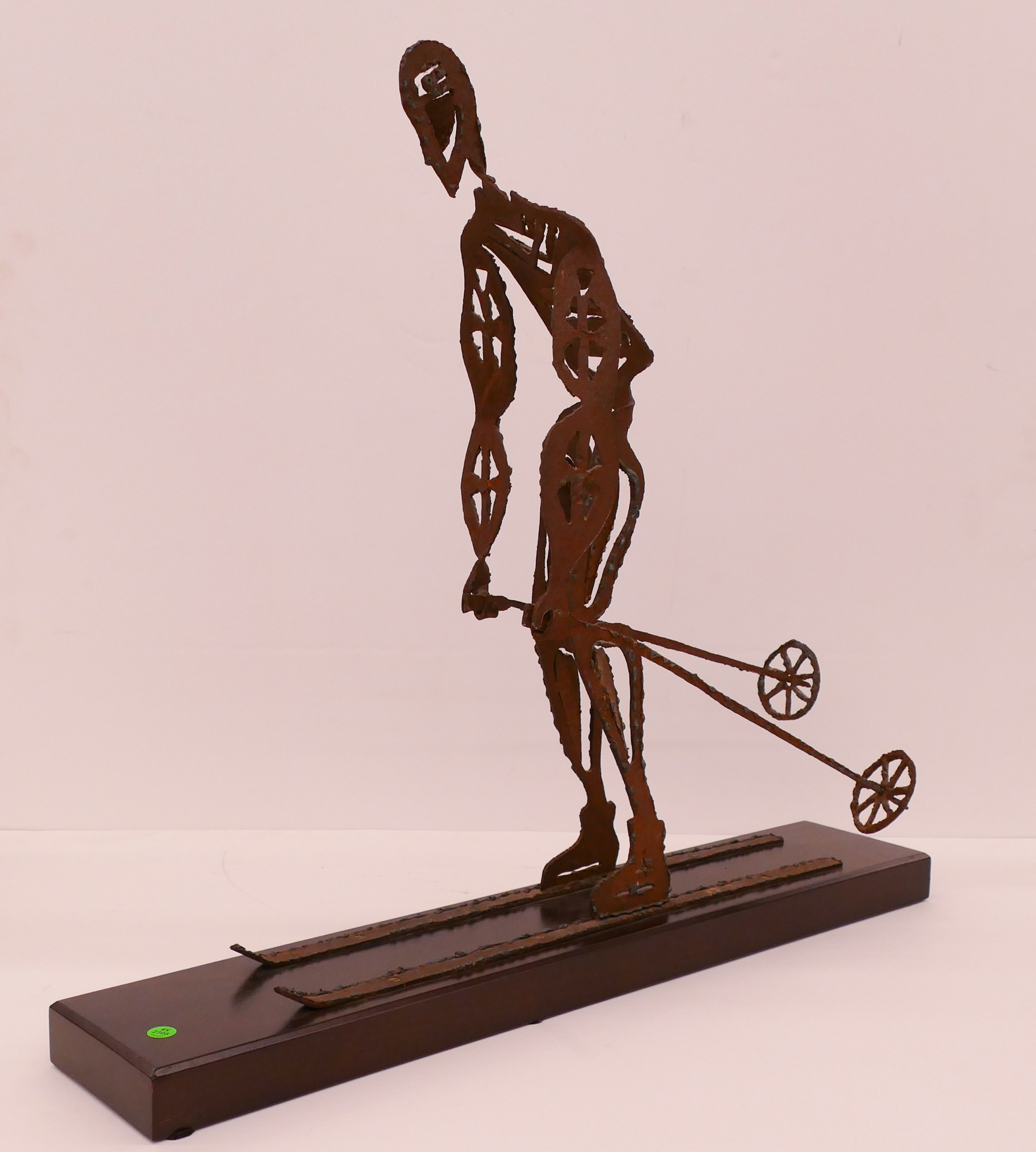 Midcentury Cut Steel Skier Sculpture  2d61f1