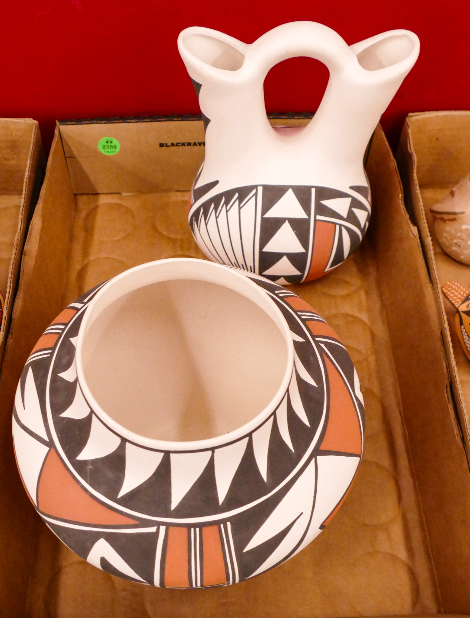 Box 2pc Acoma Large Decorated Pots  2d624c