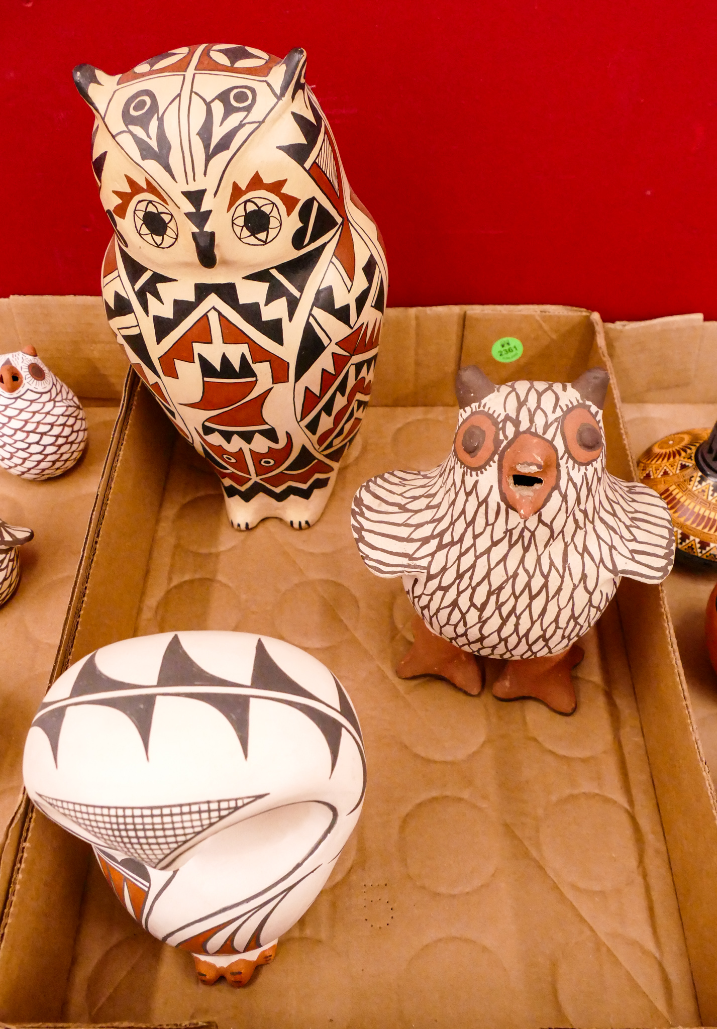 Box 3pc Large Southwest Ceramic Owls-