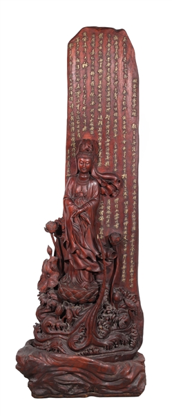 Large carved Chinese Guanyin standing 2d6282