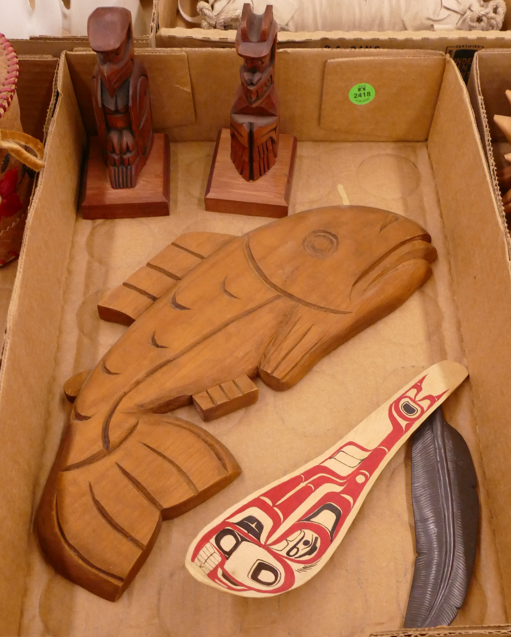 Box 5pc NW Coast Wood Carvings-