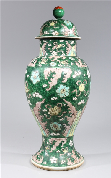 Chinese Famille Verte glazed enameled