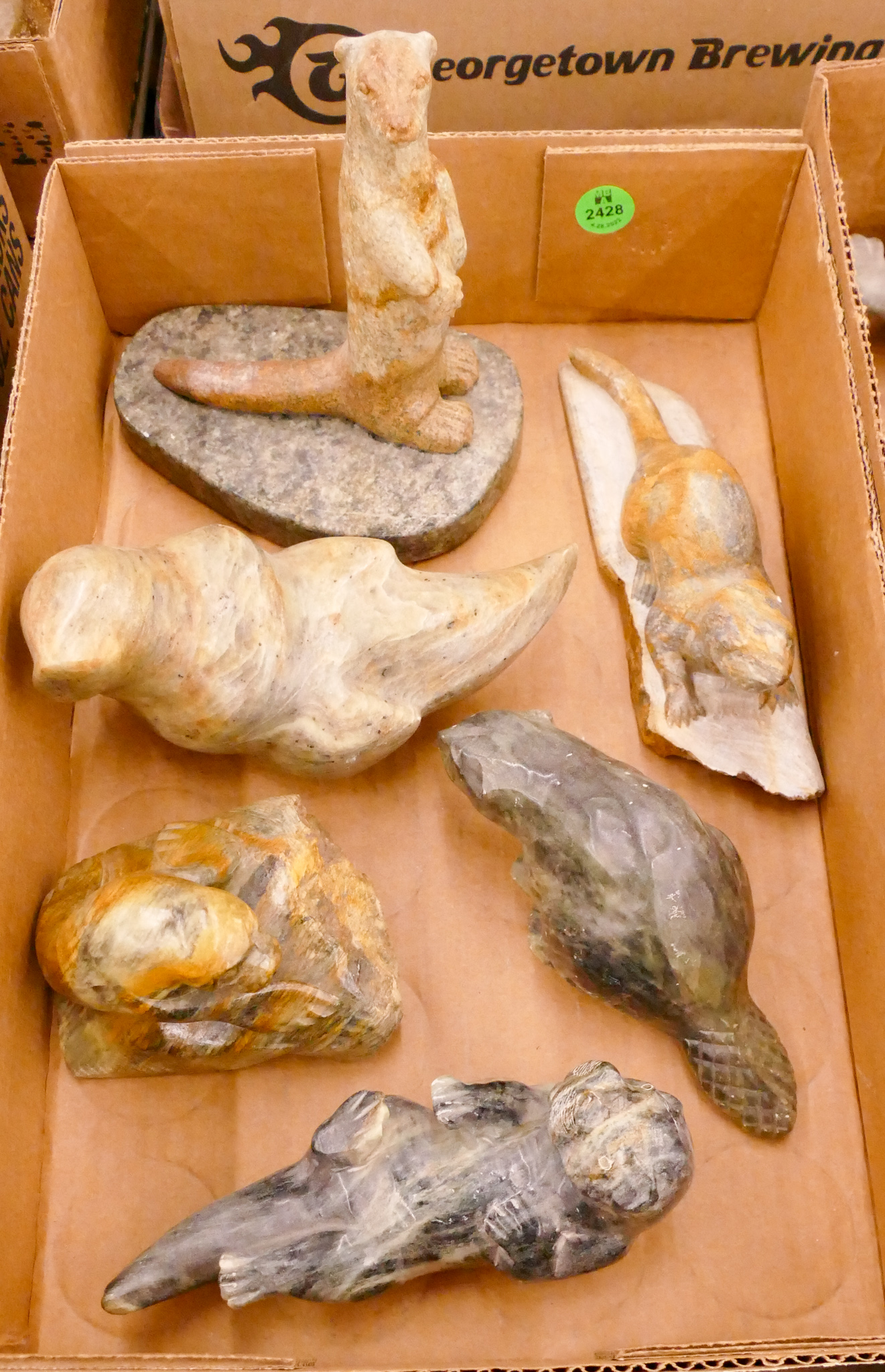 Box 6pc Alaska Soapstone Beaver 2d62d1