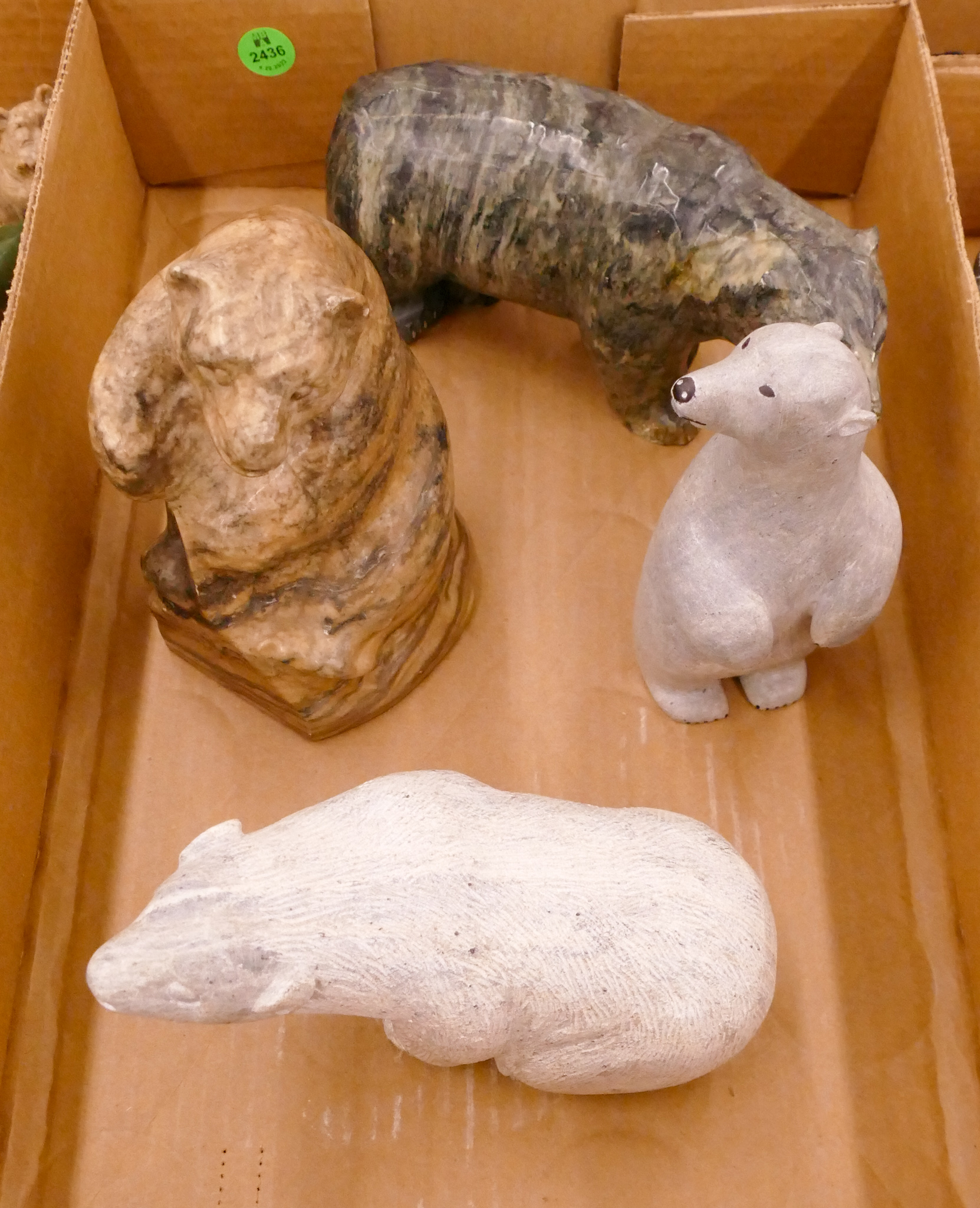 Box 4pc Inuit Carved Stone Bear