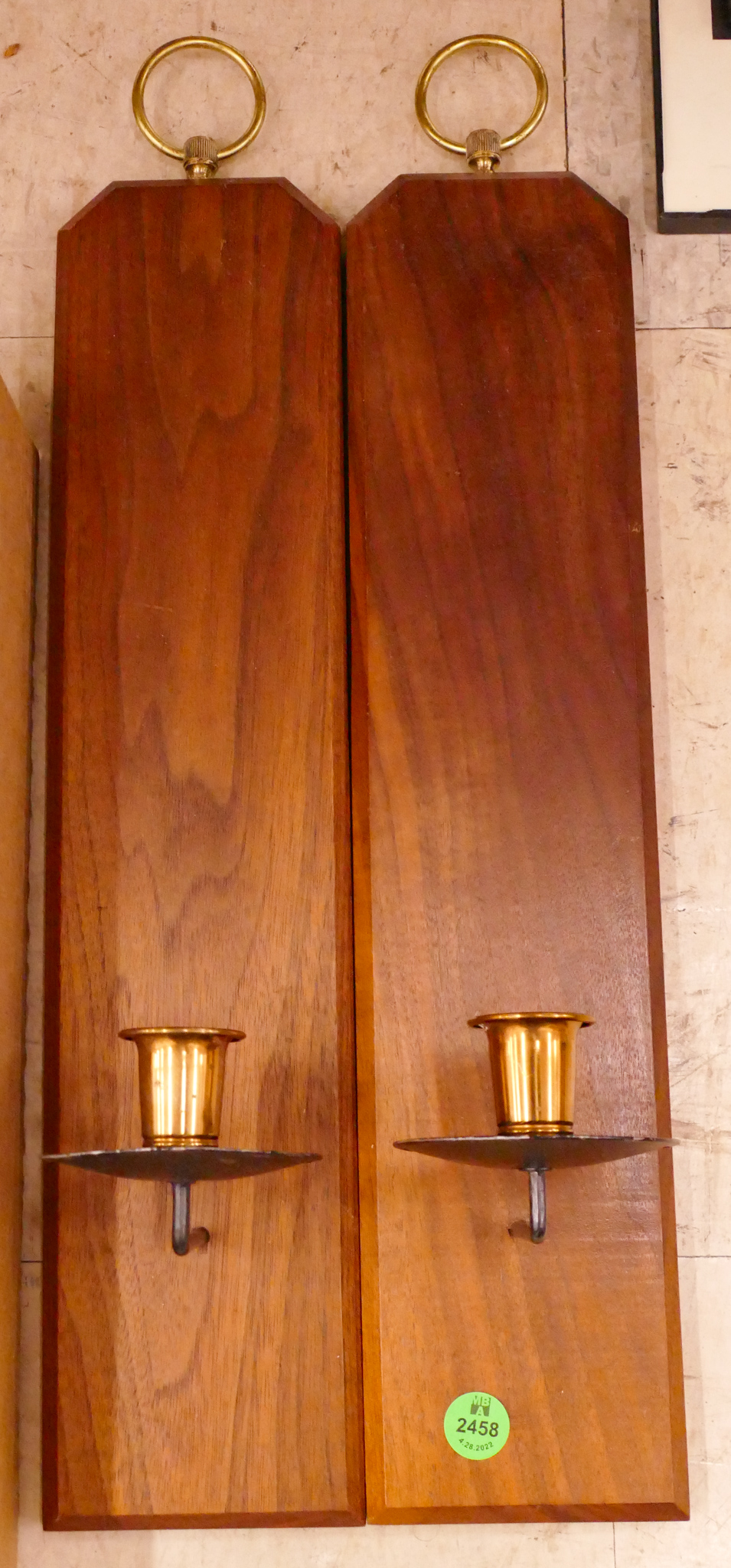 Pair Midcentury Wall Candle Sconces-