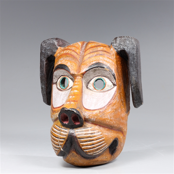 Carved dog fetish mask embellished 2d6339