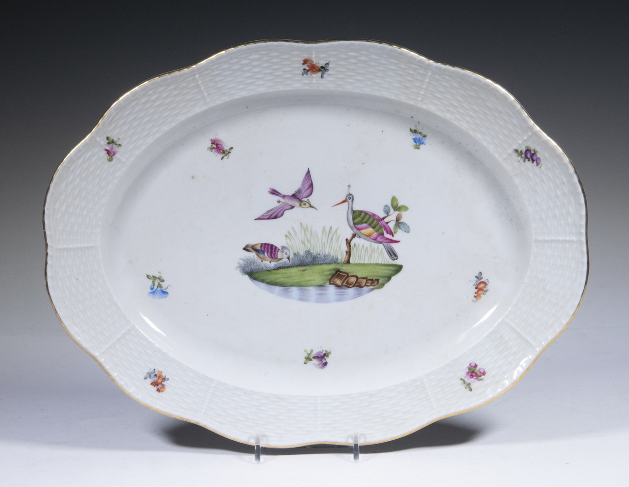 HEREND ROTHSCHILD BIRD OVAL PLATTER 2d66d1