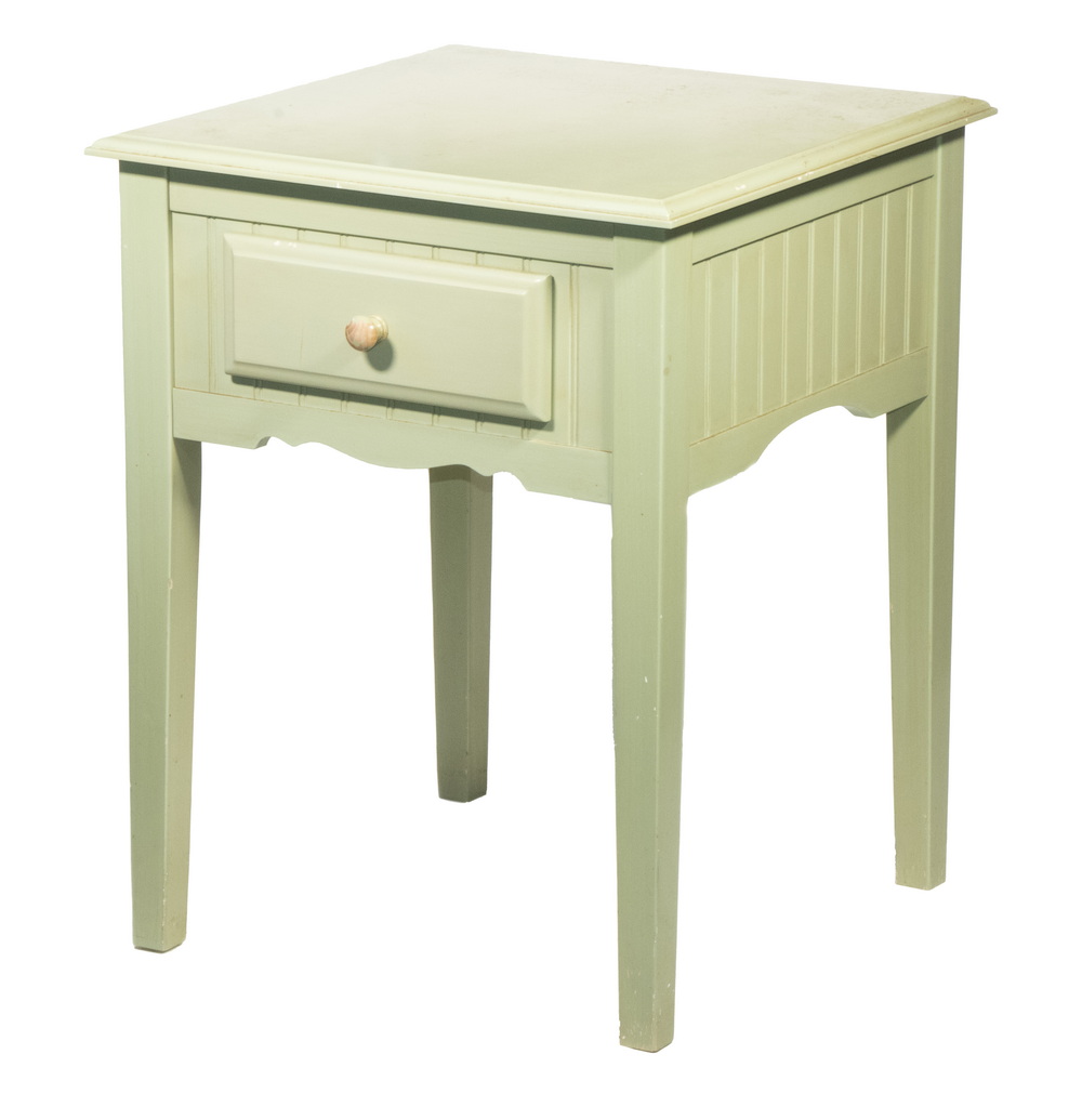 GREEN PAINTED ONE DRAWER STAND 2d671a