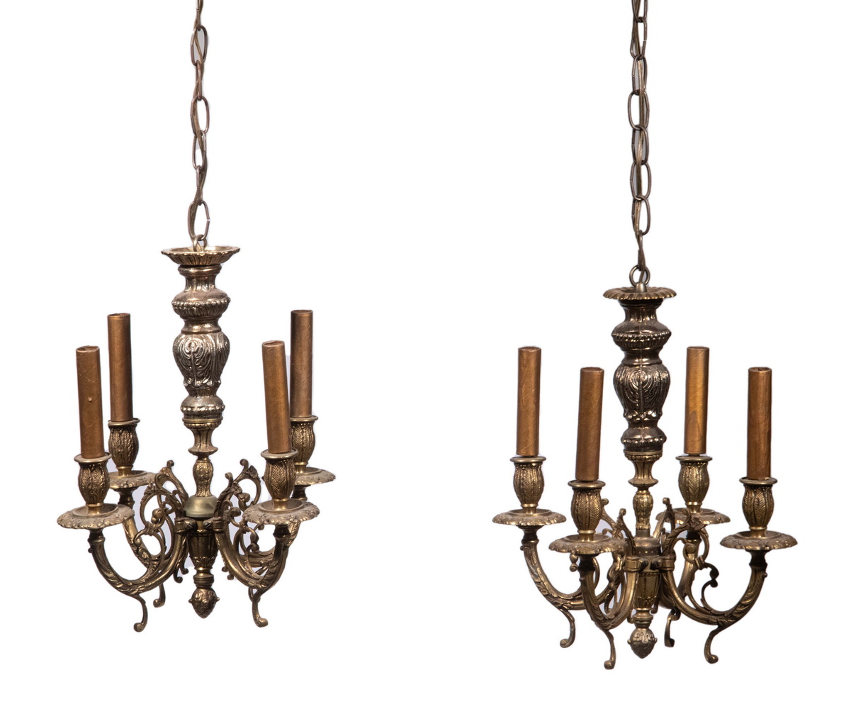 PR BRASS CHANDELIERS Pair of Vintage 2d6745