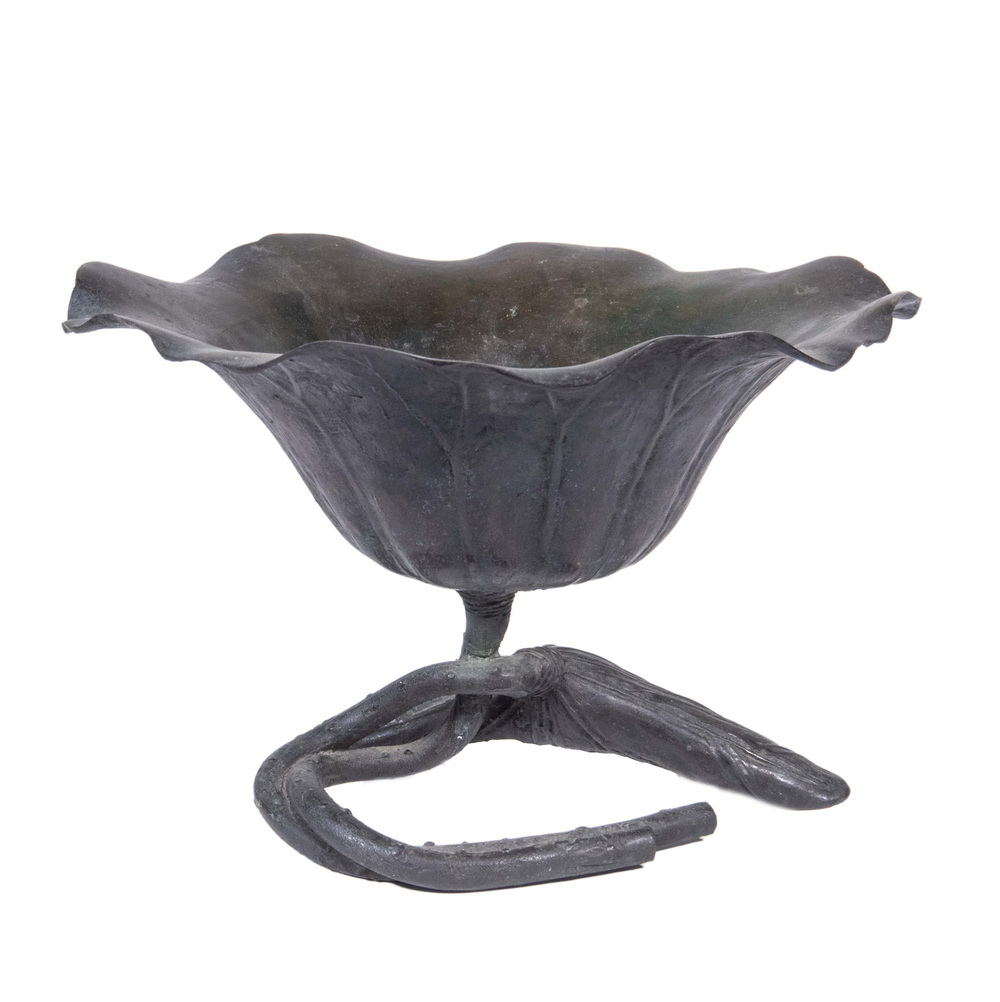 JAPANESE BRONZE IKEBANA LOTUS BLOSSOM 2d673e