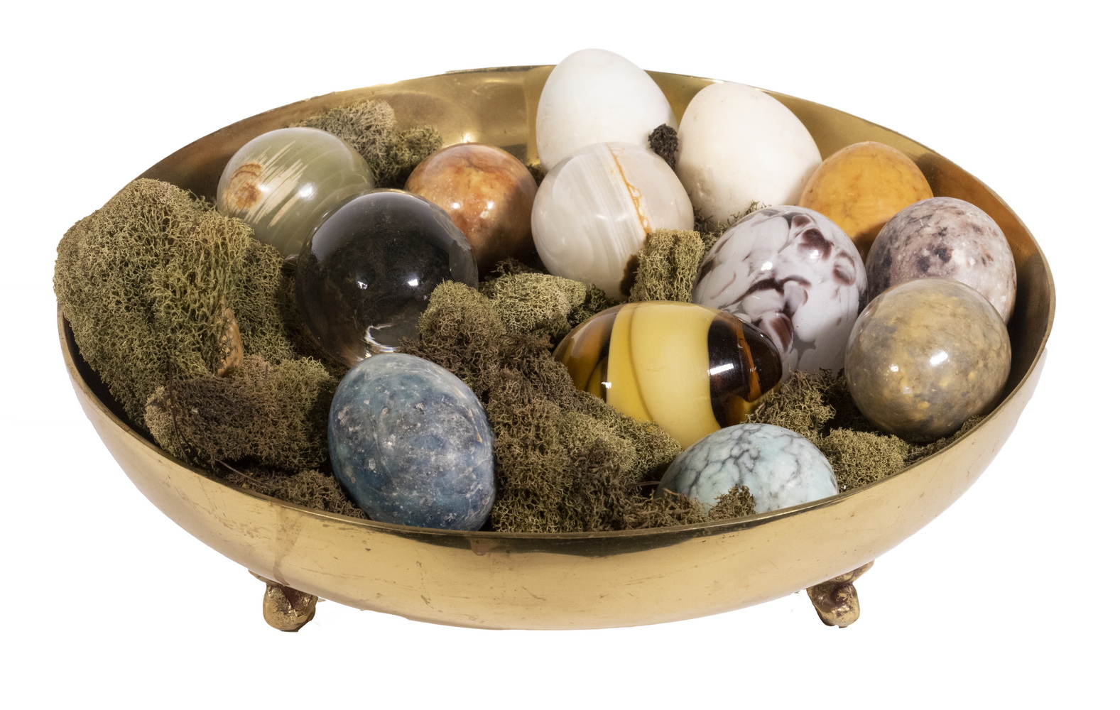 STONE ART GLASS EGGS IN BRASS 2d6759