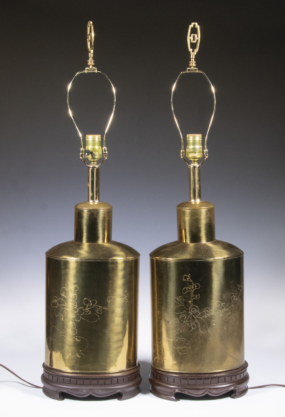 PR CHINESE BRASS TABLE LAMPS Pair 2d676c
