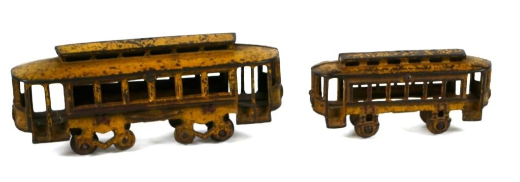 ANTIQUE CAST IRON TROLLEY CARS