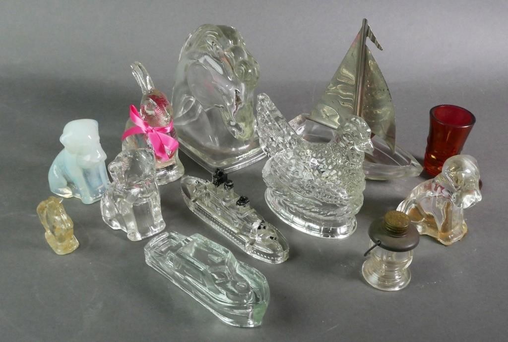 VINTAGE GLASS CANDY CONTAINERSLot