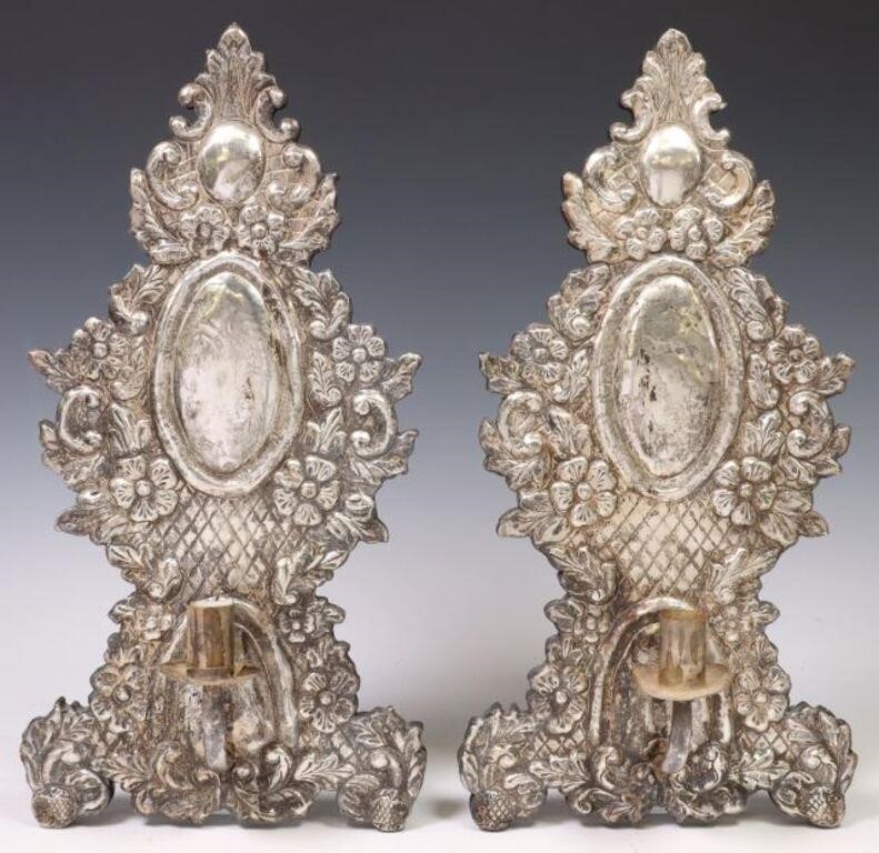 (2) BAROQUE STYLE REPOUSSE METAL