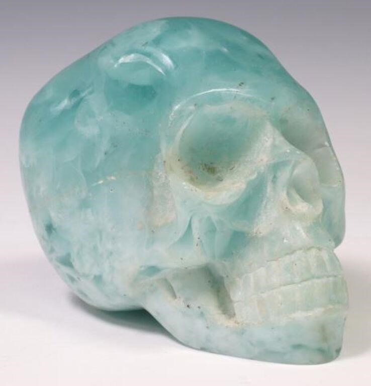 CARVED STONE MODEL OF A  SKULLCarved