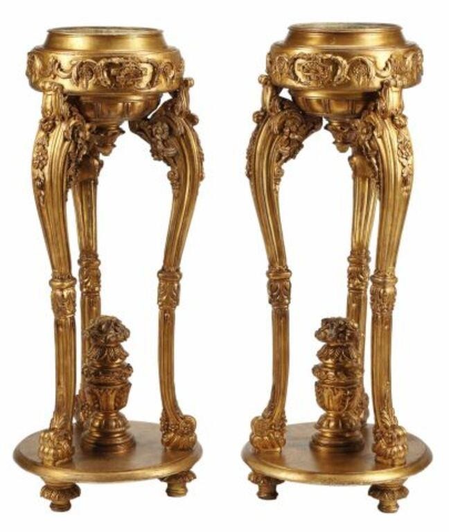  2 LOUIS XV STYLE GILT JARDINIERES  2d6a95