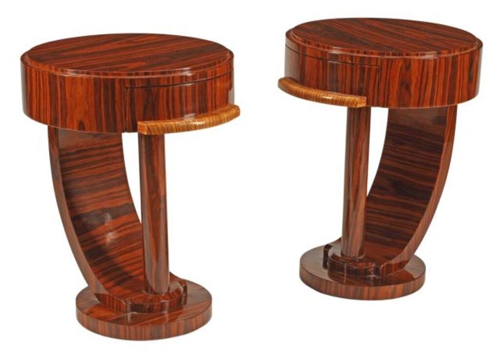  2 ART DECO STYLE ONE DRAWER TABLES pair  2d6a9f