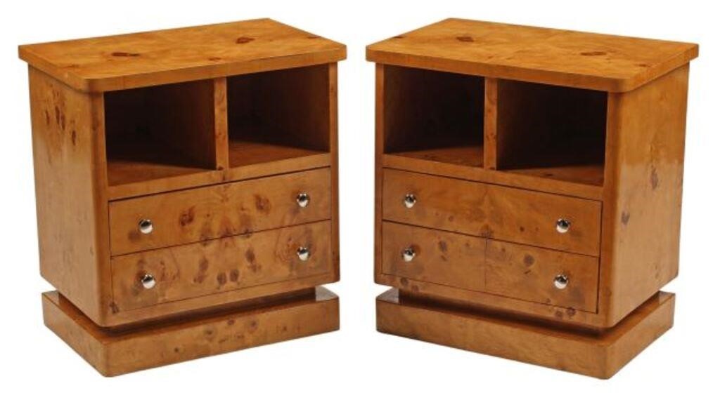  2 ART DECO STYLE TWO DRAWER NIGHTSTANDS pair  2d6aa2