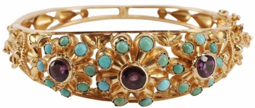 ESTATE 18K GOLD TURQUOISE AMETHYST 2d6adf