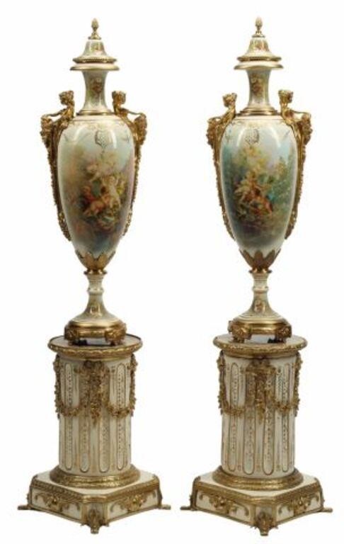  2 SEVRES STYLE ORMOLU MOUNTED 2d6afc