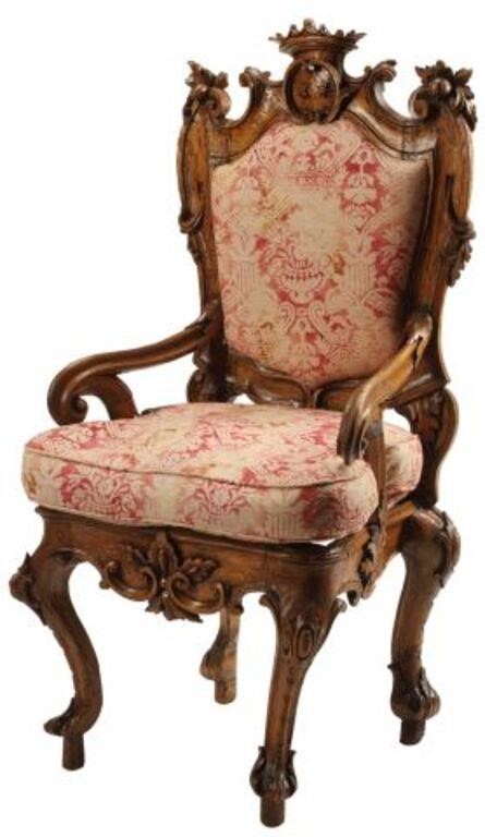 ITALIANATE CARVED WOOD THRONE CHAIRItalianate 2d6b1f