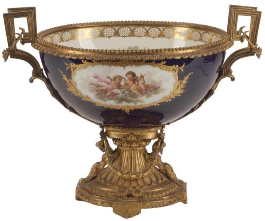 SEVRES STYLE ORMOLU-MOUNTED PORCELAIN