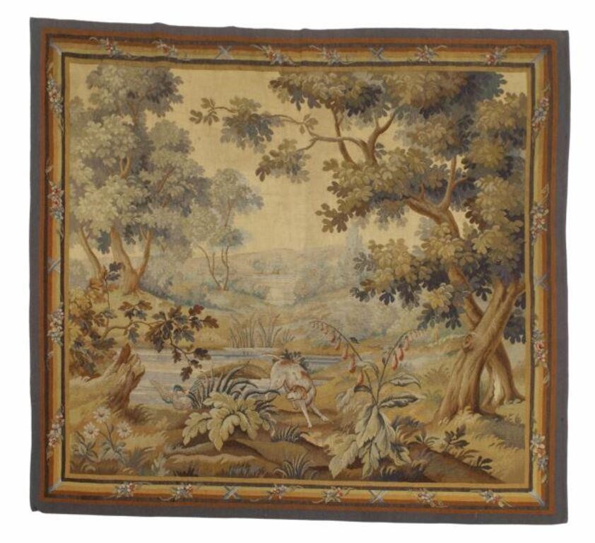 FRENCH TAPESTRY HUNTING DOG DUCK  2d6b39