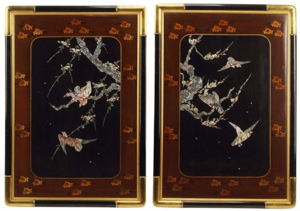 (2) JAPANESE LACQUERED & SHELL-INLAID