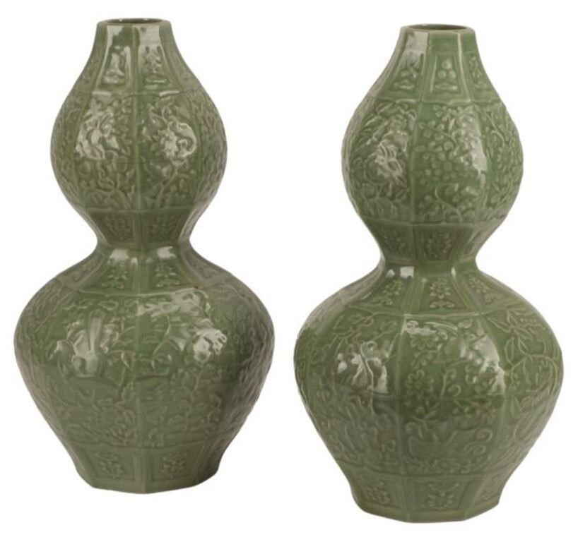 (2) CHINESE CELADON PORCELAIN DOUBLE