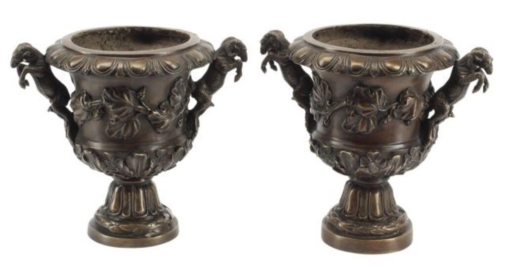 (2) POMPEIIAN STYLE PATINATED BRONZE