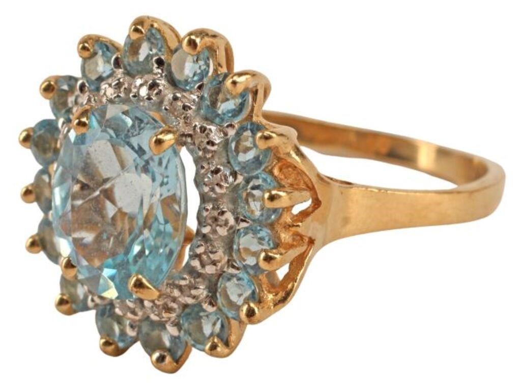 ESTATE SAMUEL AARON 14KT YG & AQUAMARINE