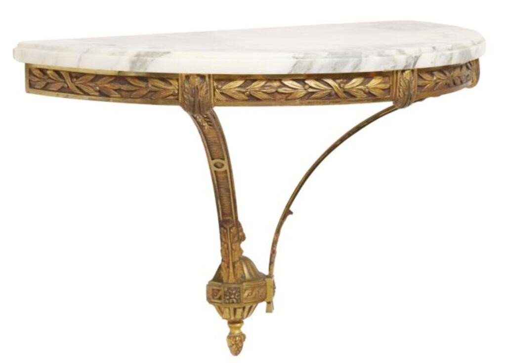 FRENCH MARBLE-TOP GILT METAL WALL