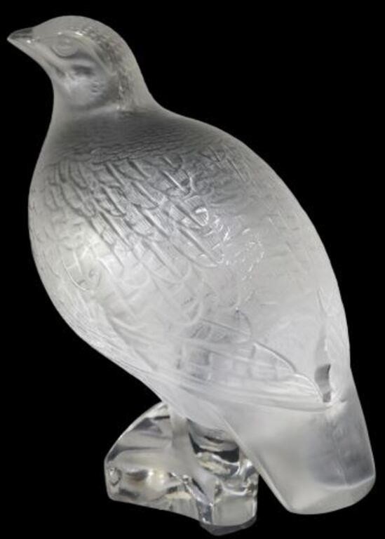 LALIQUE FROSTED ART CRYSTAL WORRY PARTRIDGE