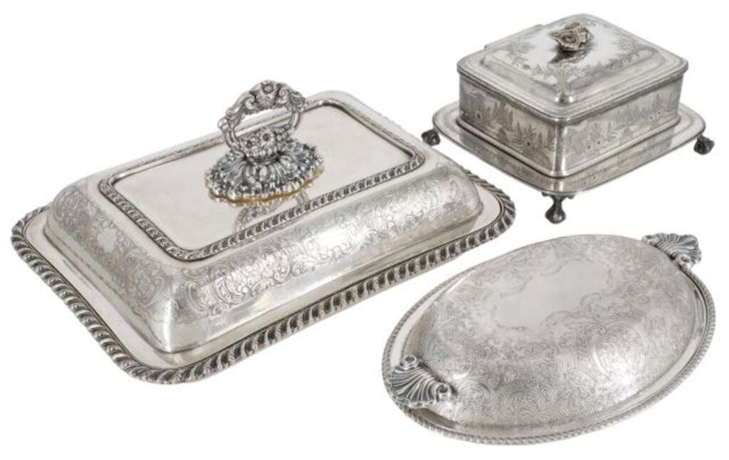 (3) ENGLISH SILVERPLATE SERVICEWARE,